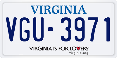VA license plate VGU3971