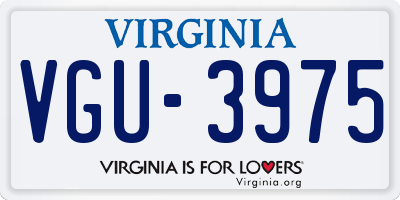 VA license plate VGU3975