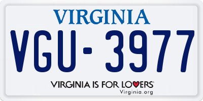 VA license plate VGU3977