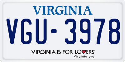 VA license plate VGU3978