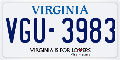 VA license plate VGU3983
