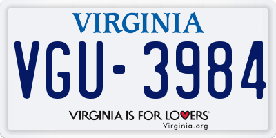VA license plate VGU3984