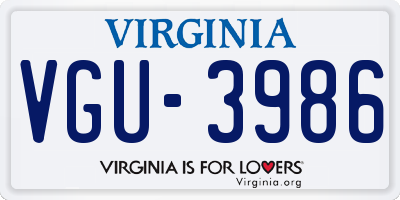 VA license plate VGU3986