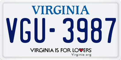 VA license plate VGU3987