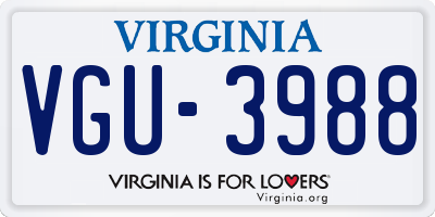 VA license plate VGU3988