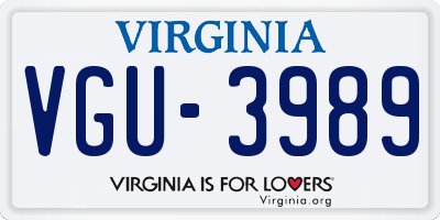 VA license plate VGU3989