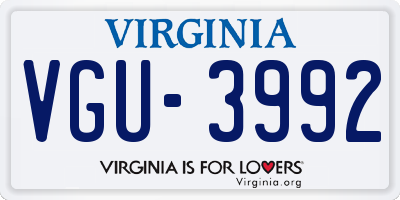 VA license plate VGU3992