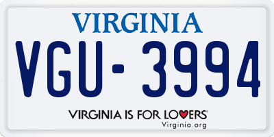 VA license plate VGU3994
