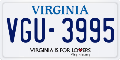 VA license plate VGU3995