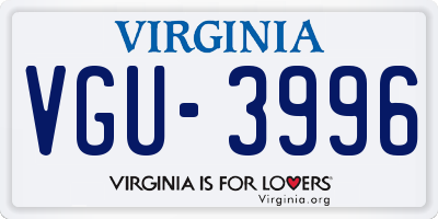 VA license plate VGU3996