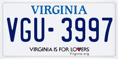 VA license plate VGU3997