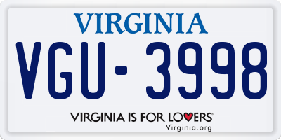 VA license plate VGU3998