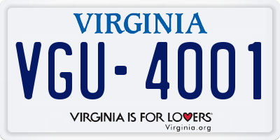 VA license plate VGU4001