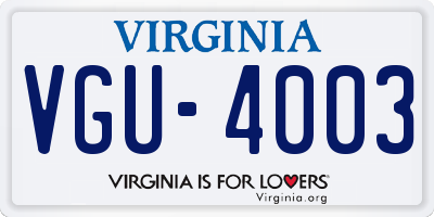 VA license plate VGU4003