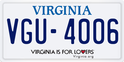 VA license plate VGU4006