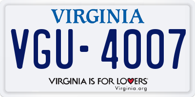VA license plate VGU4007