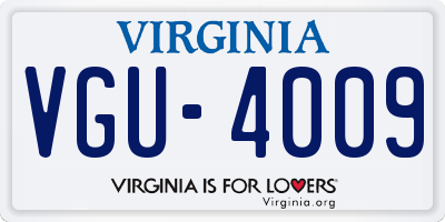VA license plate VGU4009