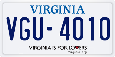 VA license plate VGU4010
