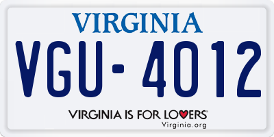 VA license plate VGU4012