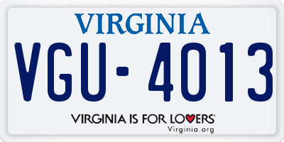 VA license plate VGU4013