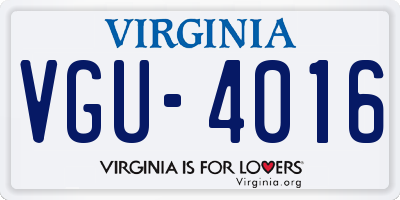 VA license plate VGU4016