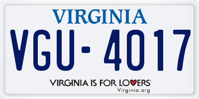 VA license plate VGU4017