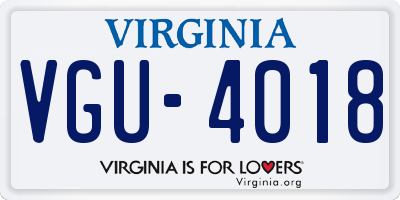 VA license plate VGU4018