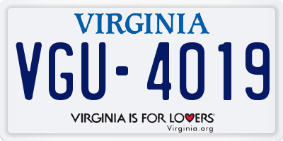 VA license plate VGU4019