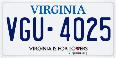VA license plate VGU4025