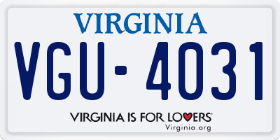 VA license plate VGU4031