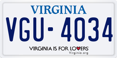 VA license plate VGU4034