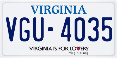 VA license plate VGU4035