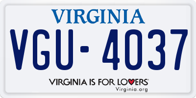 VA license plate VGU4037