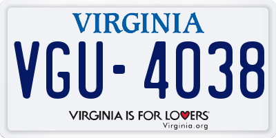 VA license plate VGU4038