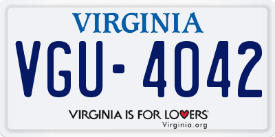 VA license plate VGU4042