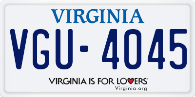 VA license plate VGU4045