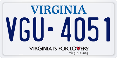VA license plate VGU4051