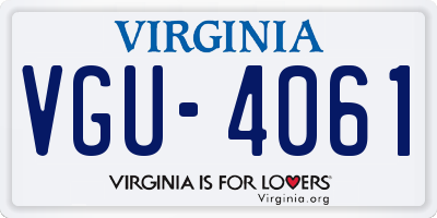 VA license plate VGU4061