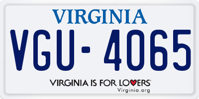 VA license plate VGU4065