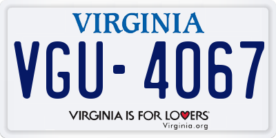 VA license plate VGU4067
