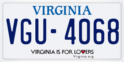VA license plate VGU4068