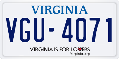VA license plate VGU4071