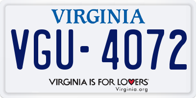 VA license plate VGU4072