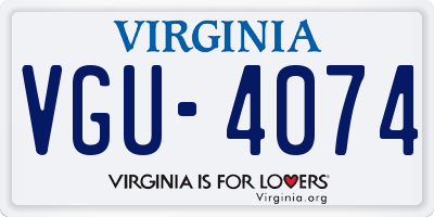 VA license plate VGU4074