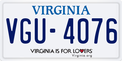 VA license plate VGU4076