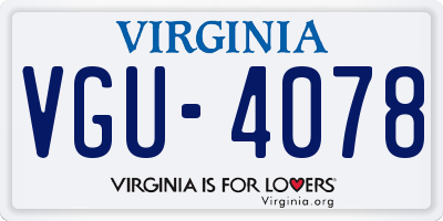VA license plate VGU4078