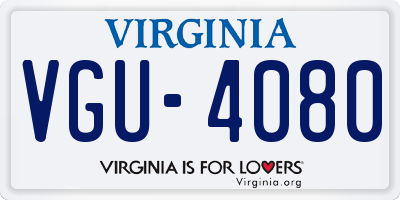 VA license plate VGU4080