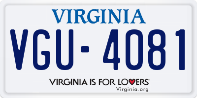 VA license plate VGU4081