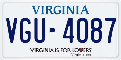 VA license plate VGU4087