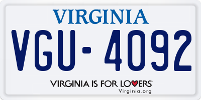 VA license plate VGU4092